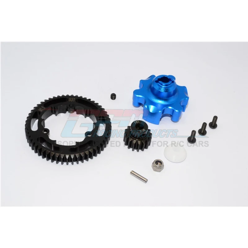 

GPM ALUMINIUM GEAR ADAPTER+STEEL SPUR GEAR 53T+MOTOR GEAR 16T For TRAXXAS X-MAXX RC Upgrade