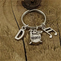 Drummer Keyring, Drummer Keychain, Drummer Gift, Initial Charm, Musician Gift, Drumkit, Musical Instrument, Drum