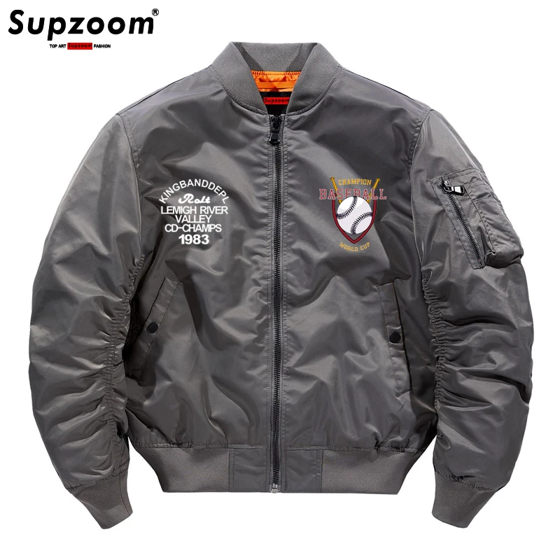 Supzoom-Chaqueta Bomber para hombre, abrigo de béisbol con estampado de la Fuerza Aérea Ma1, ropa de marca con manga acanalada, novedad de 2021