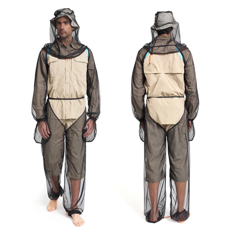 Outdoor Anti-Mosquito Suit, Night Fishing Through the Jungle, Anti-insect Bite Mesh Trousers Sleeves, Headgear