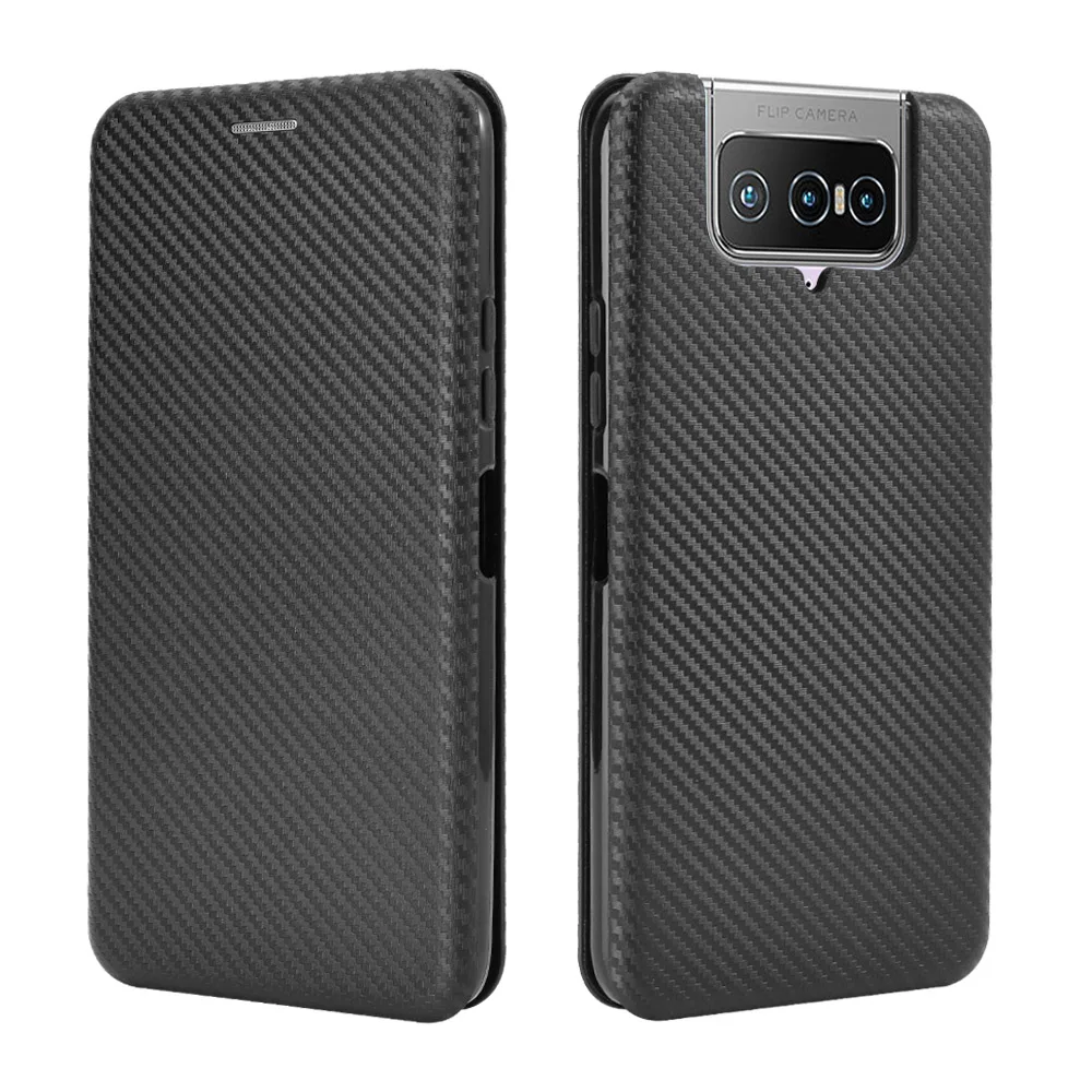 For Asus Zenfone 7 ZS670KS Case Carbon Fiber Flip Leather Case For Asus Zenfone 7 Pro ZS671KS Case Cover 6.67 inch