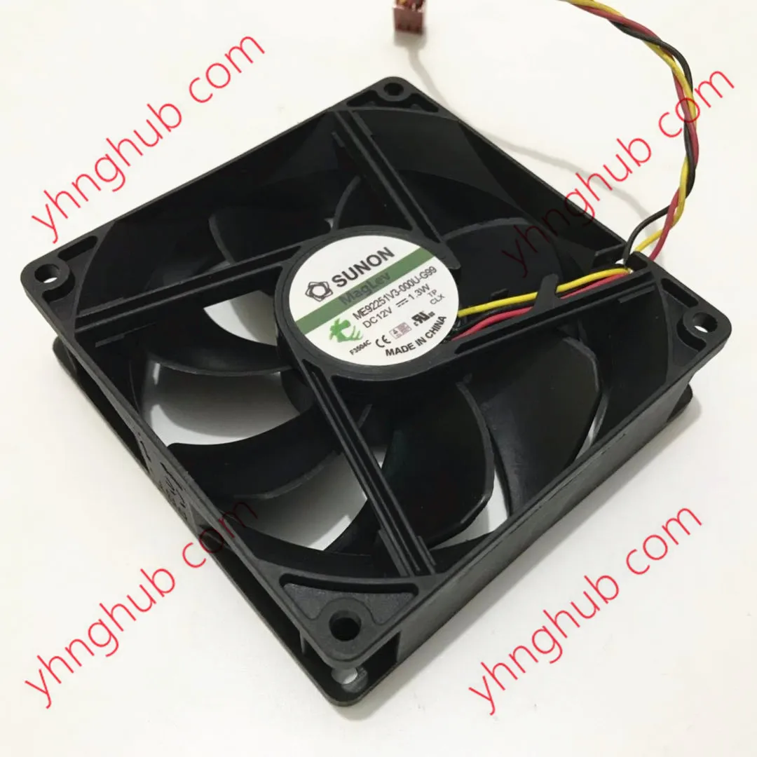 SUNON ME92251V3-000U-G99 DC 12V 1.3W 90x90x25mm 3-Wire Server Cooling Fan