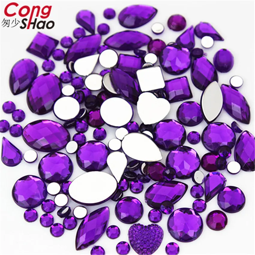 22g Mixed Bag About 300pcs Crystal AB 3D Nail Art Rhinestones DIY Non Hotfix Flatback AB Acrylic Stones For Garment Decorations