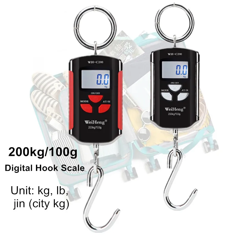 

Digital Scale 200kg/100g Hook Scale Hanging Scale Electronic LCD Travel Suitcase Luggage Bag Fishing Scales