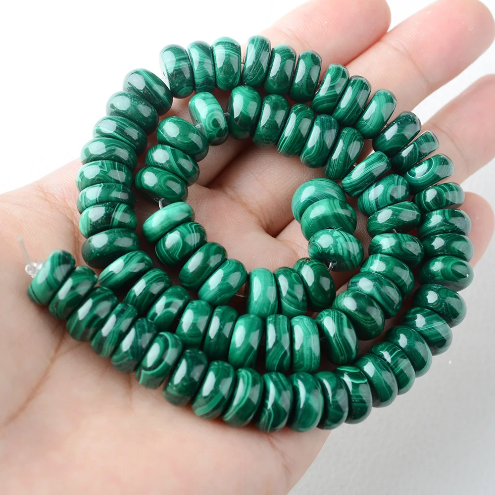 Top Grade Green malachite abacus shaped loose beads 15 inches