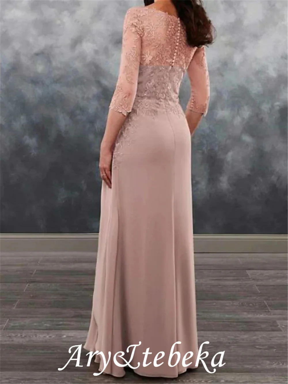 Mantel/Spalte Mutter der Braut Kleid Plus Größe Sexy Bateau Neck Bodenlangen Chiffon Spitze Halbe Hülse mit appliques 2021