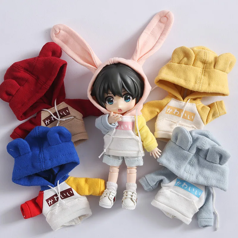 Obitsu 11 Clothes Bjd Doll Clothes  Bunny Ears Hoodie Coat for OB11,YMY,DDF,GSC,Body9, 1/12bjd doll accessories for dolls