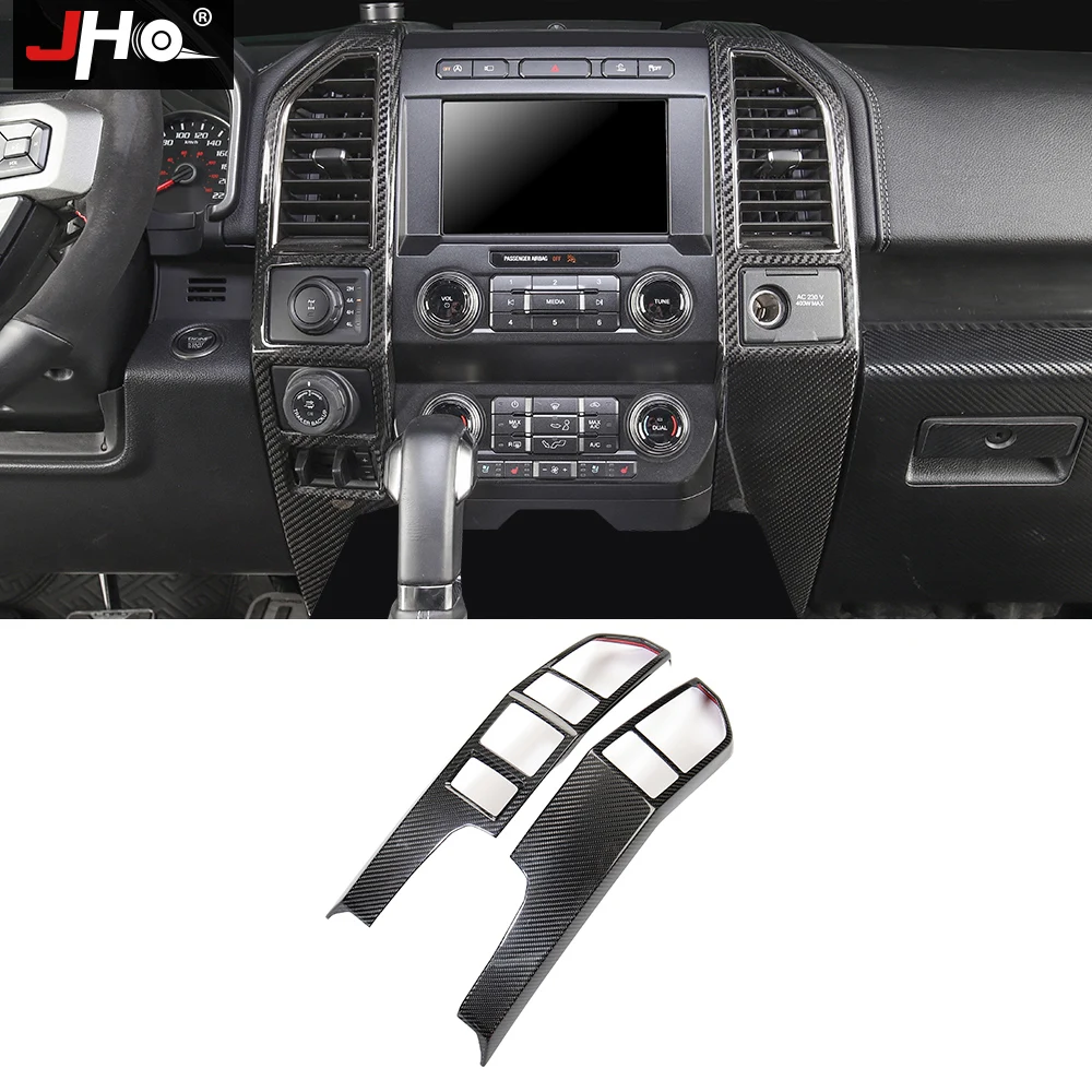 

JHO REAL Carbon Fiber Navigation Console Panel Vent Outlet Overlay Cover Trim For Ford F150 2017-2020 Raptor 18 Accessories 2019