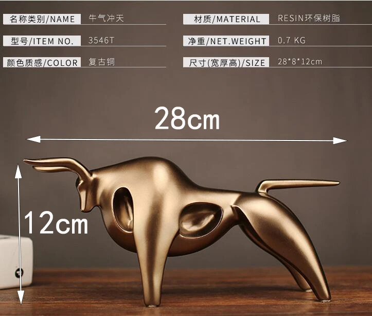 

SALES MODERN ABSTRACT GOLDEN CALF STATUE RESIN DECORATION HOME ACCESSORIES GIFT GEOMETRIC TAURUS SCULPTURE CRA