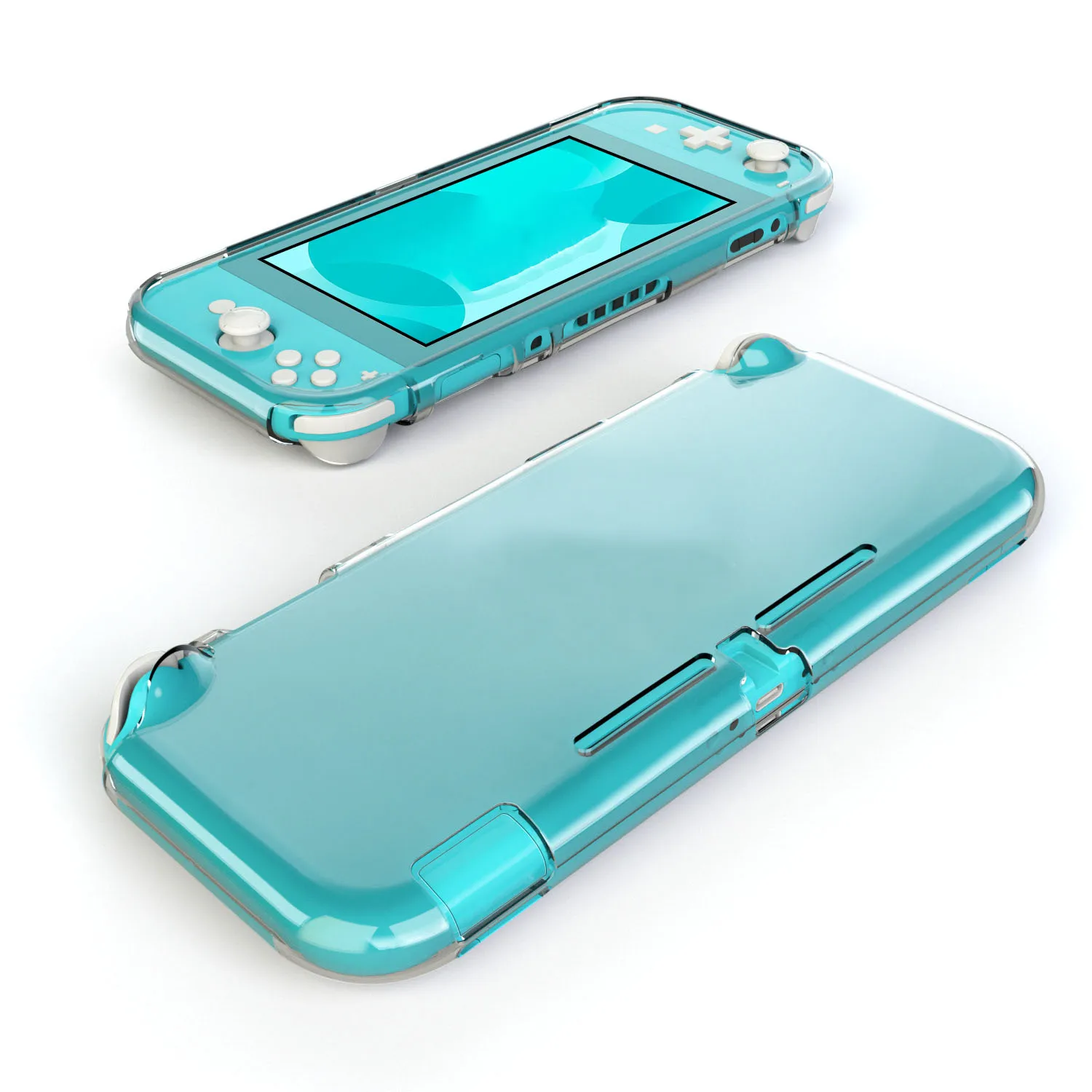 Funda protectora suave de TPU transparente para Nintendo Switch, Protector trasero de cristal para consola NS Lite, Thumb Stick, tapa de agarre