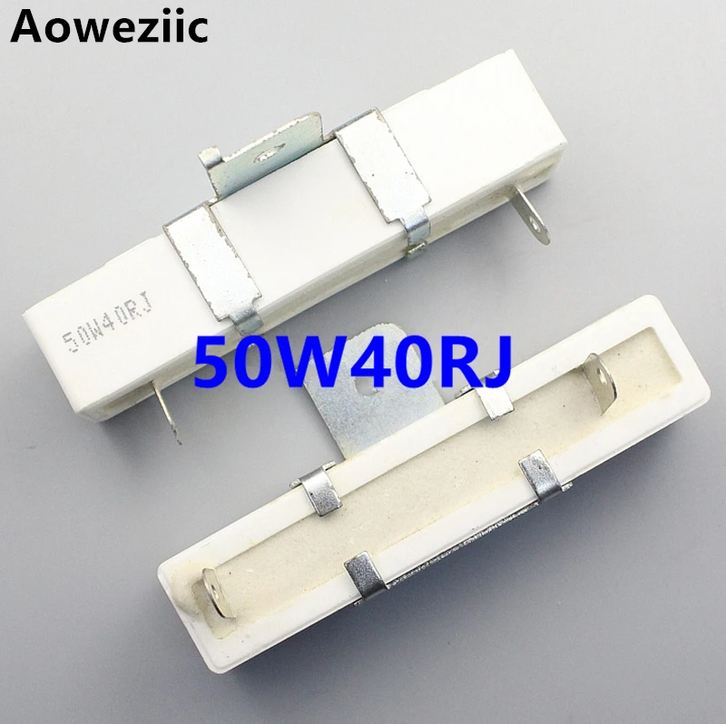 (5pcs/lot) 40W 40 ohm +/- 5% Horizontal cement resistor 40W40RJ Cement resistance 40W40ΩJ Ceramic resistor plug-in RX27-4H