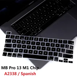 Da Mềm Cho Macbook Pro 13 2020 M1 Chip A2338 Tây Ban Nha EU Mỹ Bàn Phím Silicon Cho Macbook Pro 2020 tây Ban Nha Bàn Phím Bộ Phim