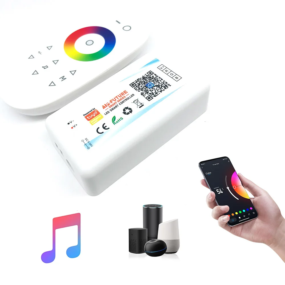 

Tuya RF Touch Remote WIFI Led Controller RGB CCT DIM RGBW Strip Alexa Voice Control Music Sync Lighting