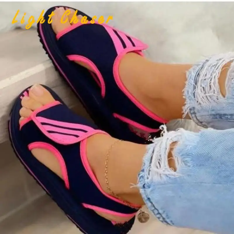 

2021New Platform Women Sandals Soft Stitching Ladies Sandals Comfortable Flat Sandals Women Open Toe Beach Shoes Woman Footwear