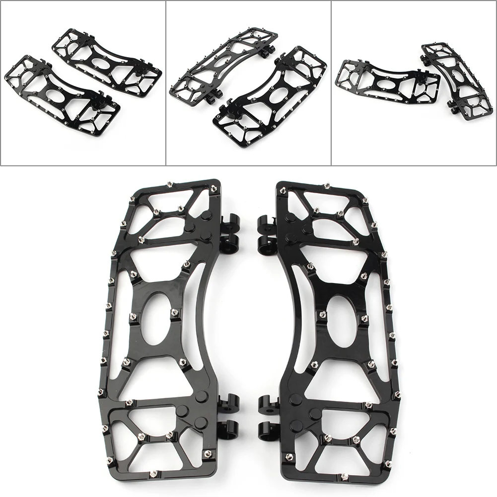 

1Pair Black Motorcycle Wide Foot Pegs Floorboard Floor Board MX Style For Harley Davidson Touring Electra Road Glide Dyna FLD