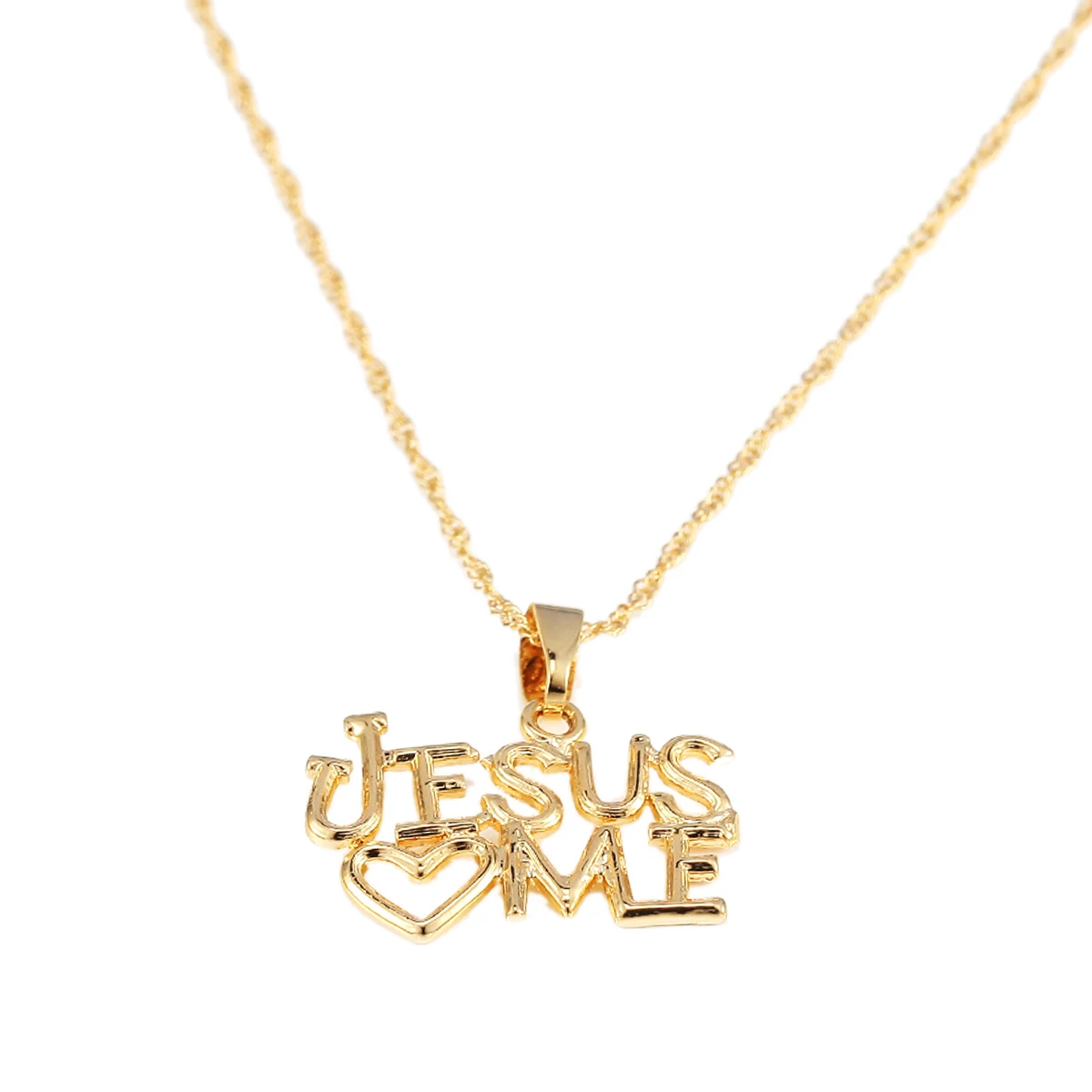 Jesus Love Pendant Necklace Great God Jewelry Christ Savior Redeemer Jesus Gold Color Women Jewelry