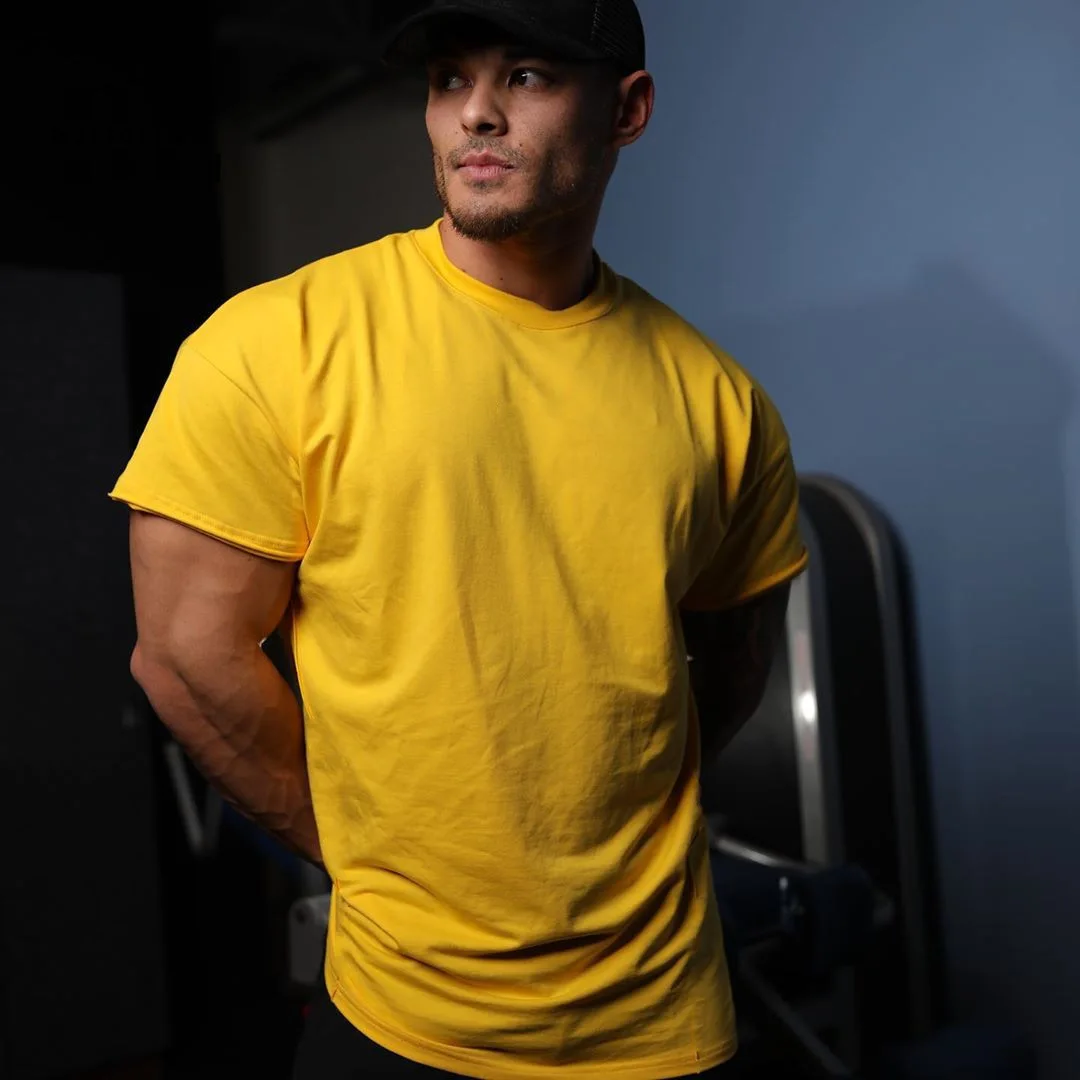 2021 Summer Sports Tide Brand Fitness Short Sleeve T-shirt Men's Solid Cotton Loose Casual Running Training Clothes