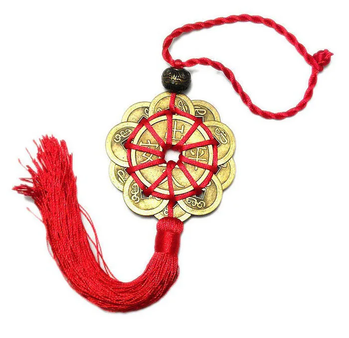 12Styles Feng Shui Wealth Red Chinese Knot Copper Coins Ancien Success Lucky Charm Home Car Decoration For Kids Children