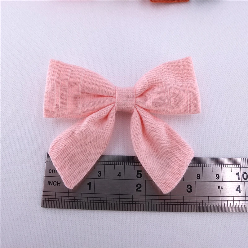 2 PCS Fully Wrapped Hair Clips Sailor Bows Baby Girls Cotton Linen Hair Bows Barrettes Toddler Kids Hairbow Hairgrips Headwear