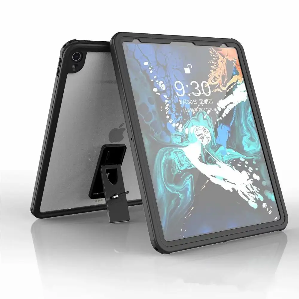 For iPad Pro 12.9 Waterproof Case Shockproof Snow Dust proof For iPad 12.9 inch Case Cover Skin Black