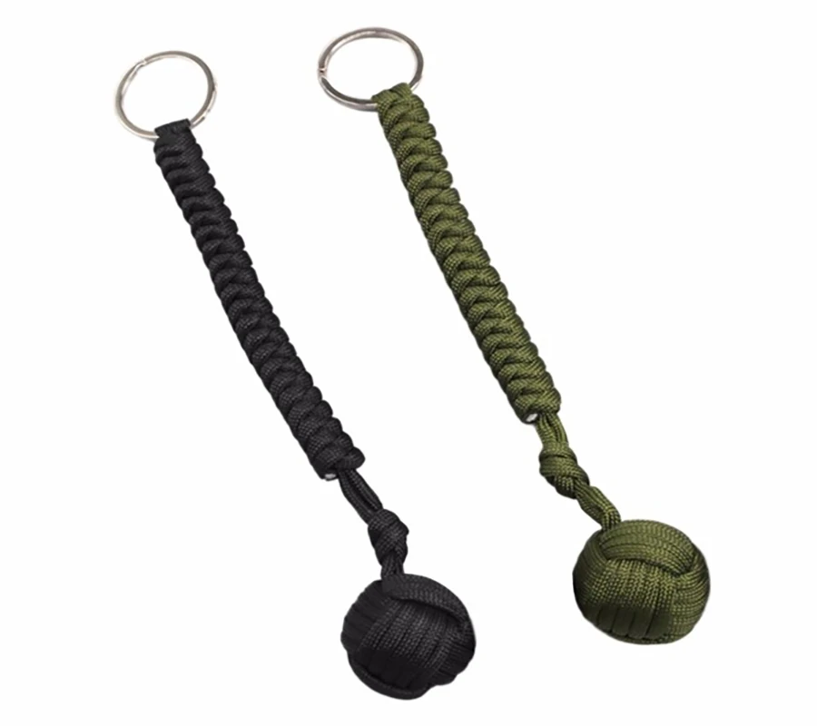 

Self Defense Lanyard Survival Key Chain Outdoor Security Protection Black Monkey Fist Steel Ball Designed for women and kids