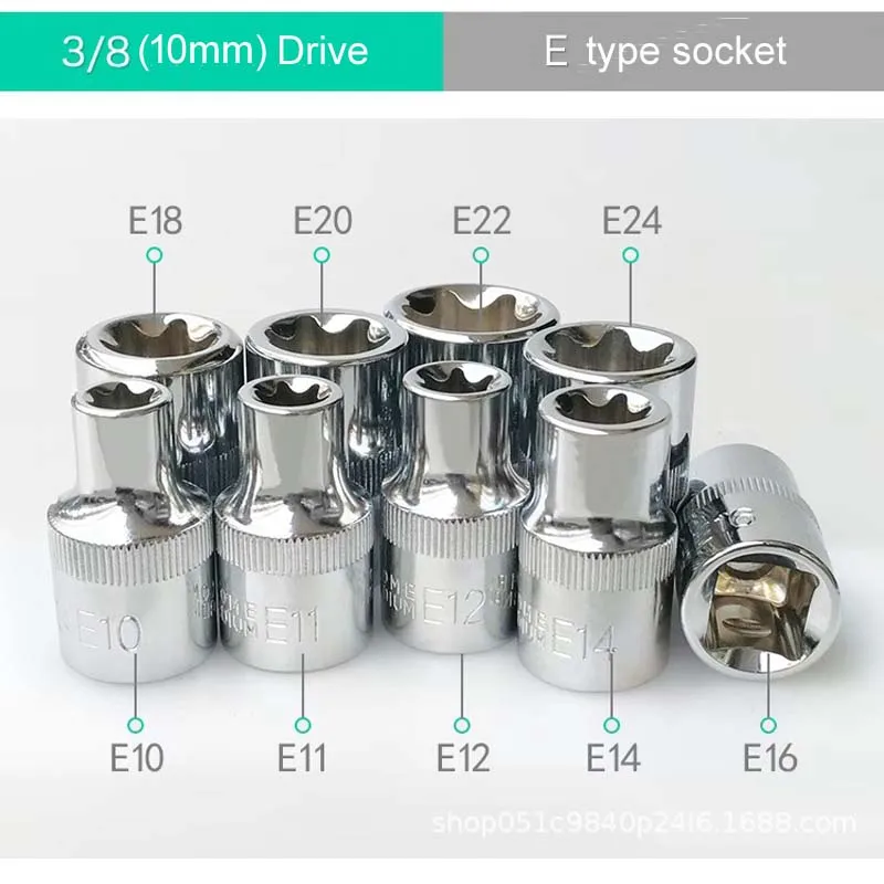 12 SZTUK 3/8 "Torx Star Socket Set Femal E Type Socket Klucz nasadowy E4 E5 E6 E7 E8 E10 E11 E12 E14 E16 E18 E20 Automatyczny klucz ręczny