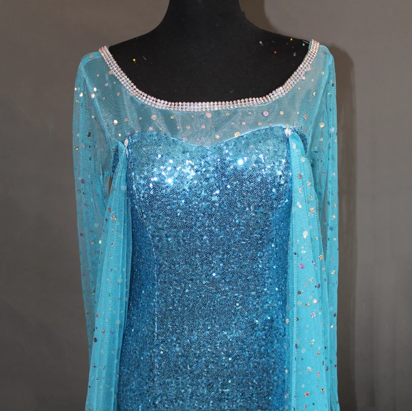 Top Quality Queen Elsa Cosplay Costume Fashion Dress For Halloween Women Girl Custom Made