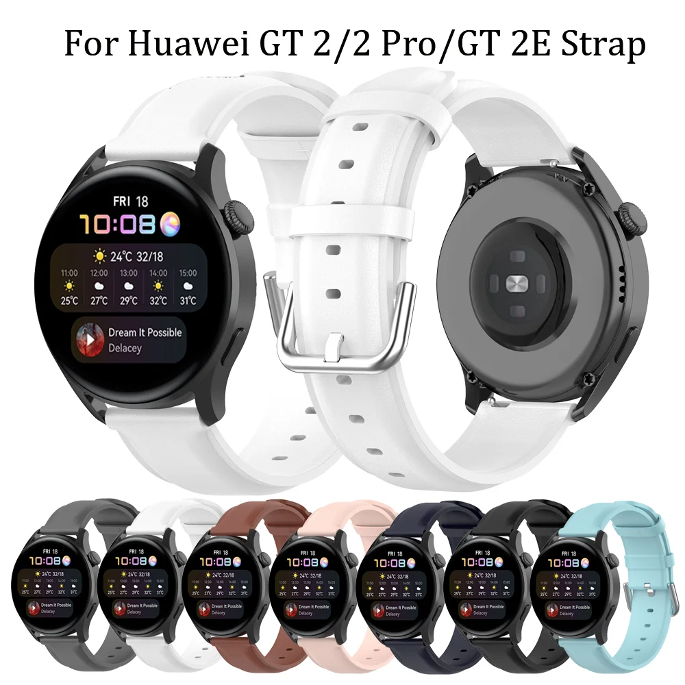 

Leather 22MM Wristbands For Samsung Galaxy 46mm Gear S3 Classic/Frontier Galaxy Watch 3 45mm Bracelet Huawei GT 2 2E Pro Strap