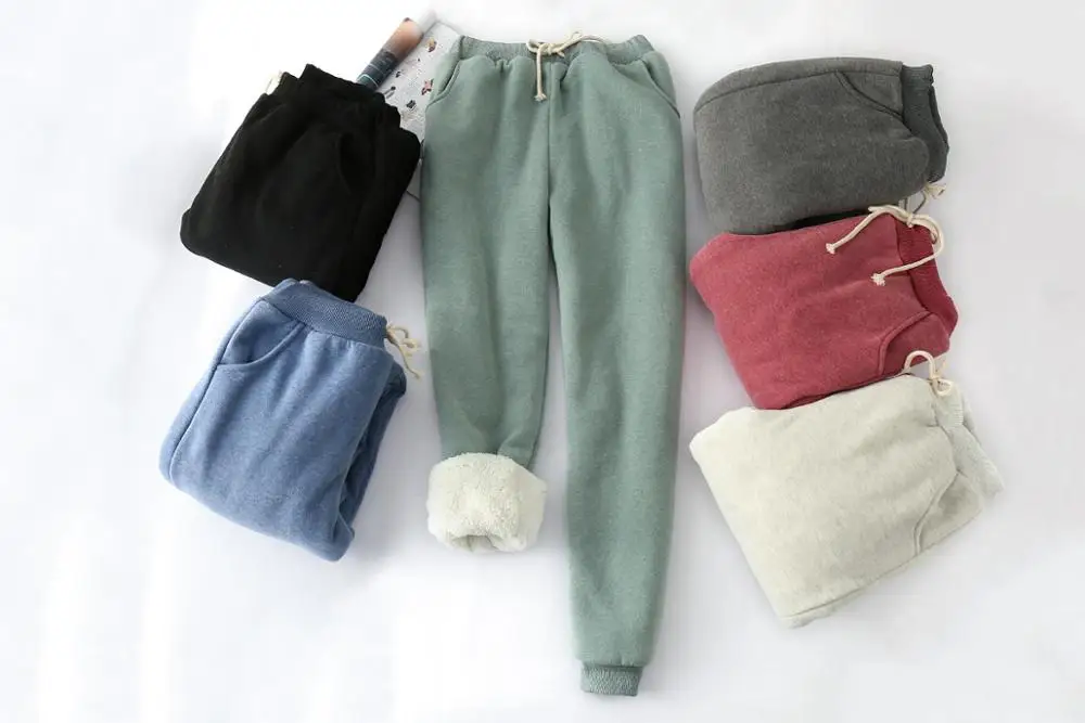 Winter Cashmere Harem Warm Pants Women 2020 Causal trousers Women Warm Thick Lambskin Cashmere Pants Women Loose Pant