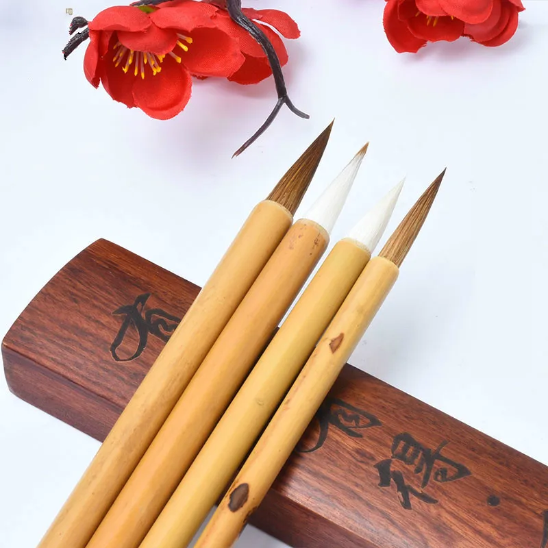 3pcs Calligraphy Brushes Wolf Hair Chinese Painting Brush Set Traditional Student Woolen Lian Calligraphy Painting Writing Brush