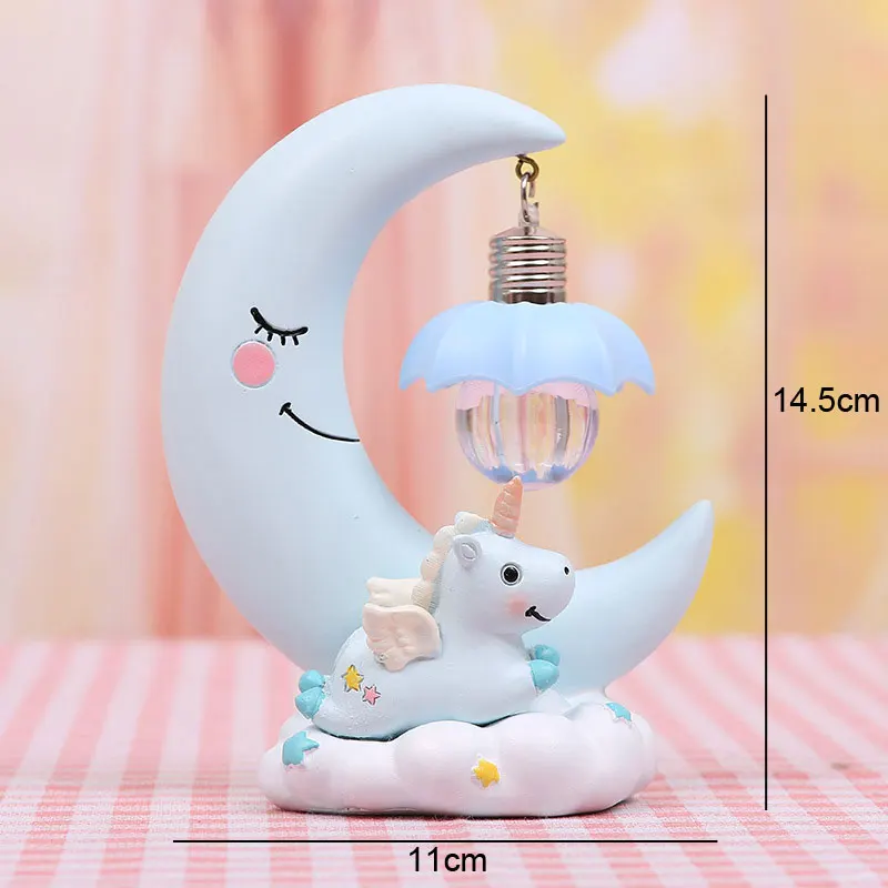 Cartoon Moon Unicorn Night Light LED Baby Nursery Lamp Breathing Children Christmas Holiday Gifts Kids Birthday Star Table Light