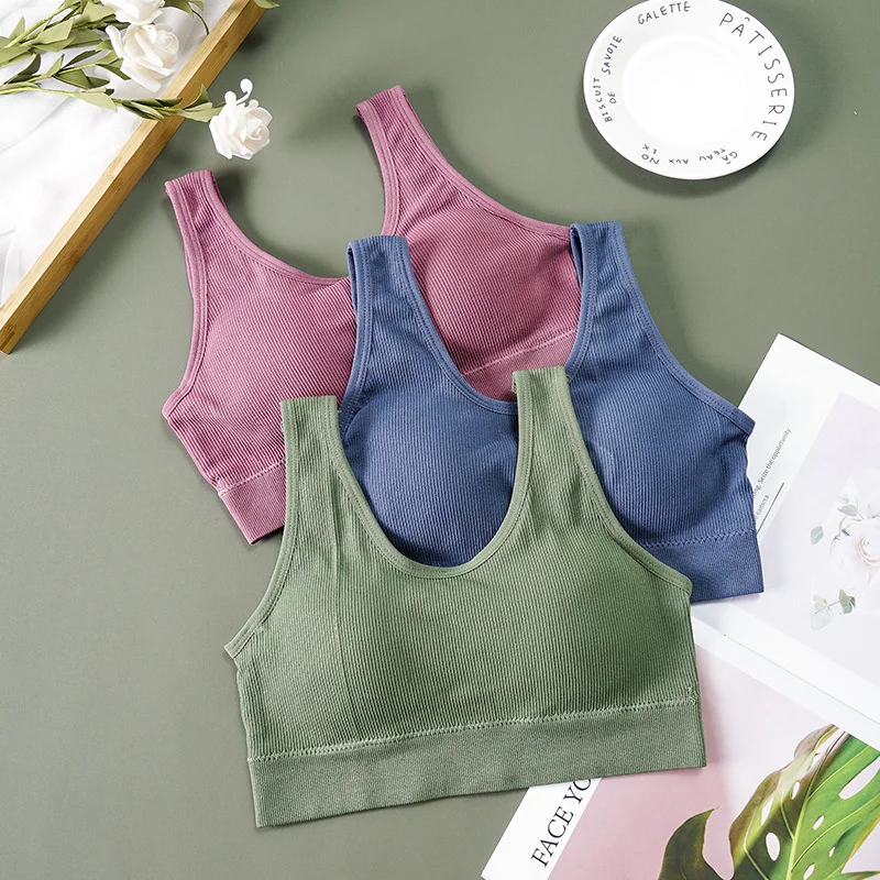 Women Tank Tops Streetwear Push Up Cropped Top for Female Lounge Solid Color Casual Sexy Lingerie Wirefree Camisole Fashion Girl