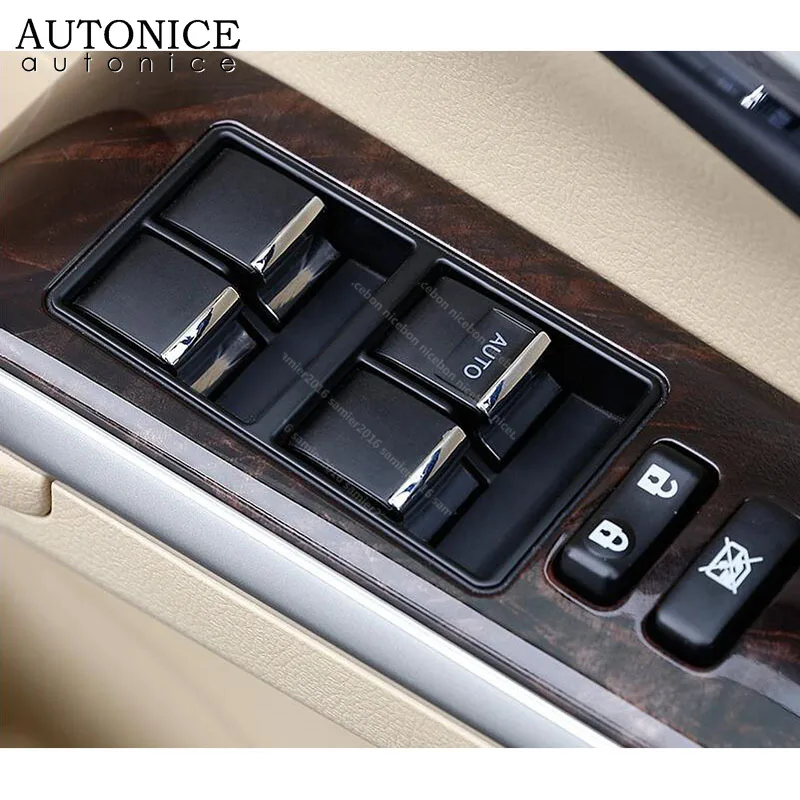 7pcs Window Lift Button Sequins Trim Fit for Toyota Prado Camry Corolla RAV4 Highlander Auris Sienna 4runner Tundra Land Cruiser
