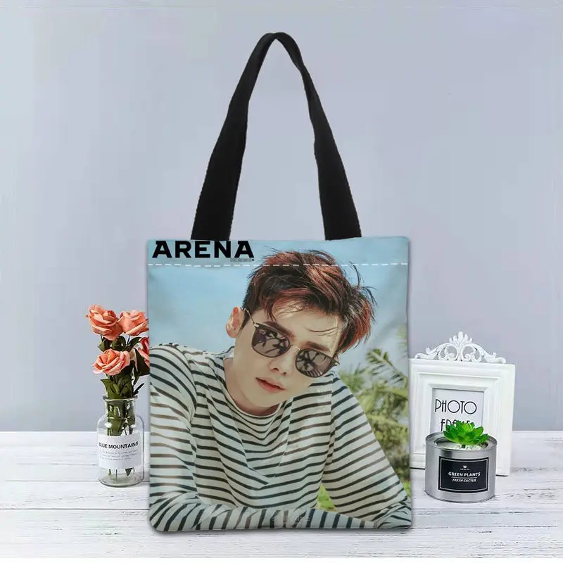 

New Custom Lee Jong Suk printed Handbag canvas tote bags shopping travel Casual Useful Shoulder Bag women bag