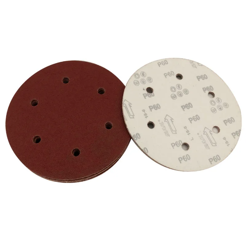 10PCS 9-inch 6-hole Wall Sanding Flocking Sandpaper Sheet 225MM Diameter Putty Powder Special Back Velvet Disc Sandpaper