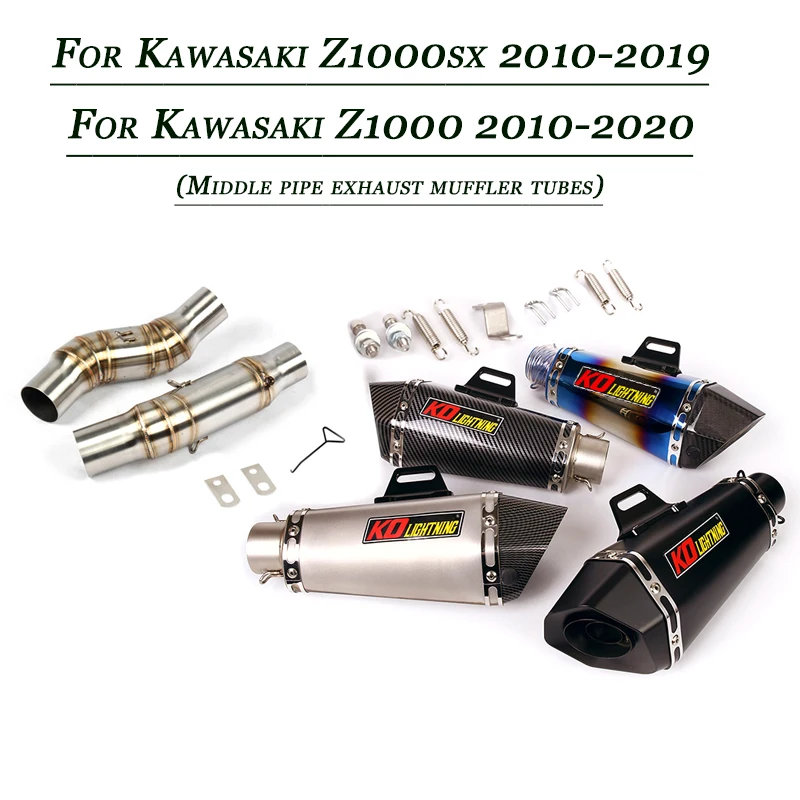 For Kawasaki Z1000 Z1000SX Middle Pipe Tail Exhaust Muffler Tubes Motorcycle Set System Lossless installation Stainless Vent