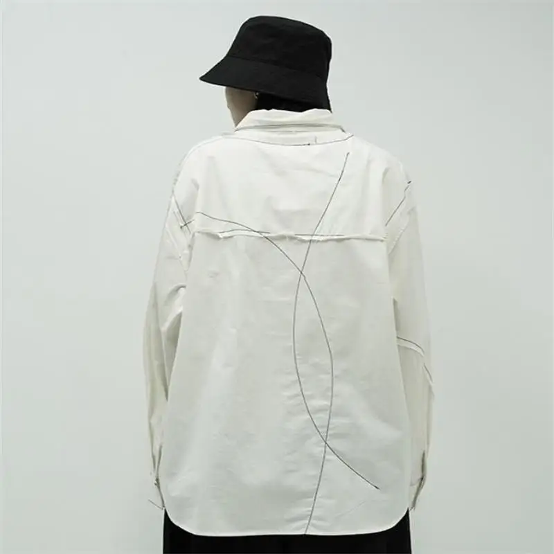 Men's Long-Sleeve Shirt Spring And Autumn New British Style Lapel Urban Youth Fashion Popular Loose Oversized Shirt