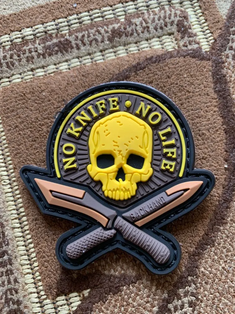 No Knife No Life Patches SKULL Sniper Exercise Fitness Badges Tactical Rubber Sticker Stripe PVC Outdoor Gear Military Emblems