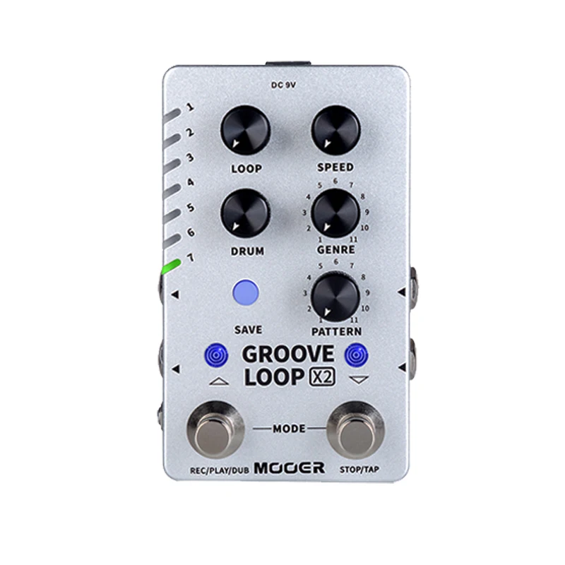 Mooer Groove Loop X2  Stereo Looper With 14 Save Slots Drum Machine Pedal 121 Different Drum 10-minute Capacity Per Track