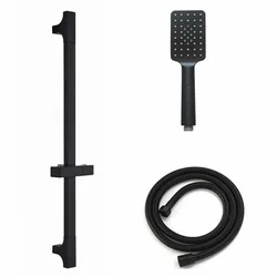 Chuveiro preto de parede, conjunto de trilho deslizante ajustável, estilo minimalista, 3 funções