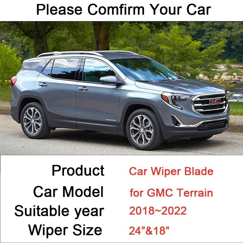 for GMC Terrain 2018 2019 2020 2021 2022 Frameless Durable Rubber Wiper Snow Scraping Front Windshield Brushes Car Accessories