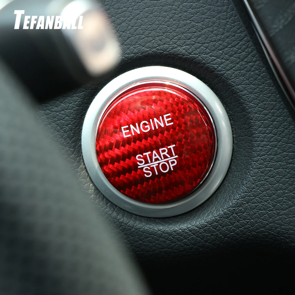 Carbon Fiber Car Engine Start Stop Button Cap Trim Cover for Mercedes Benz C Class W205 AMG GLC GLA GLS GLE CLA X253 Accessories