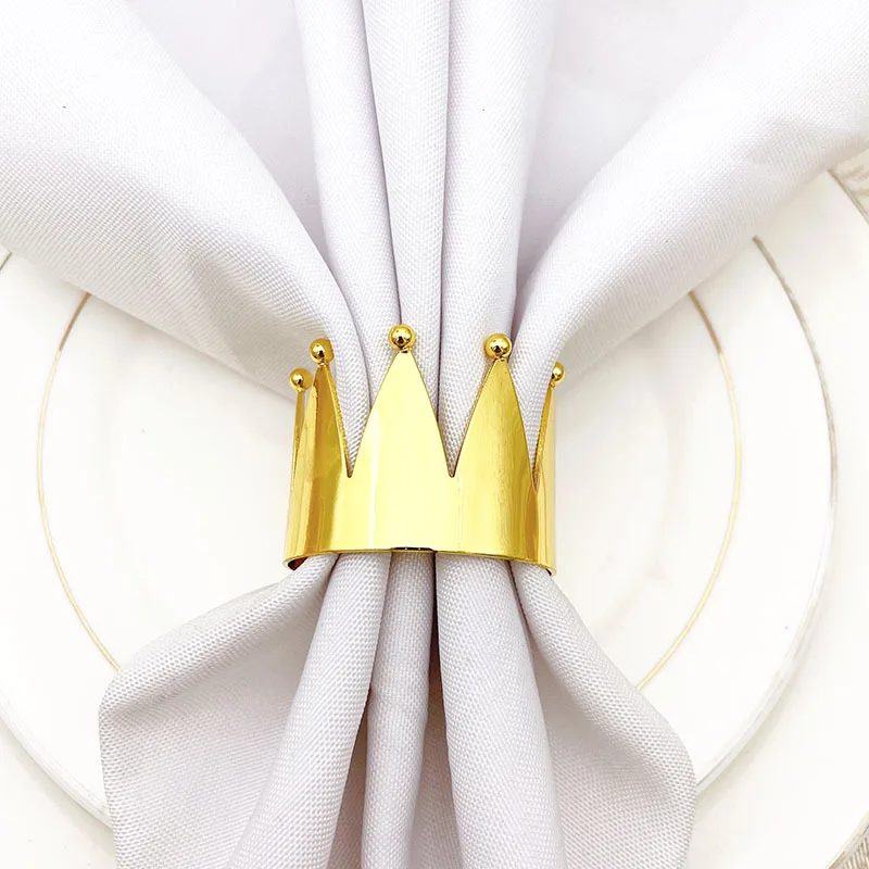 Set of 6 Napkin Rings Gold Crown Napkin Buckle for Wedding Party Centerpiece Dinner Table Decor Easter Table Place Setting