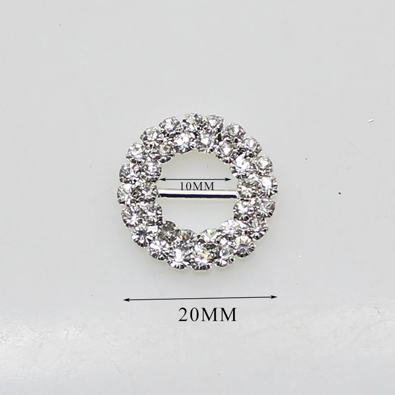 ZMASEY New Round Metal Buckles 20mm 10Pcs/Lot Crystal Decor Wedding fit ribbon and Shoe Belt Clothing Buckles Fitting