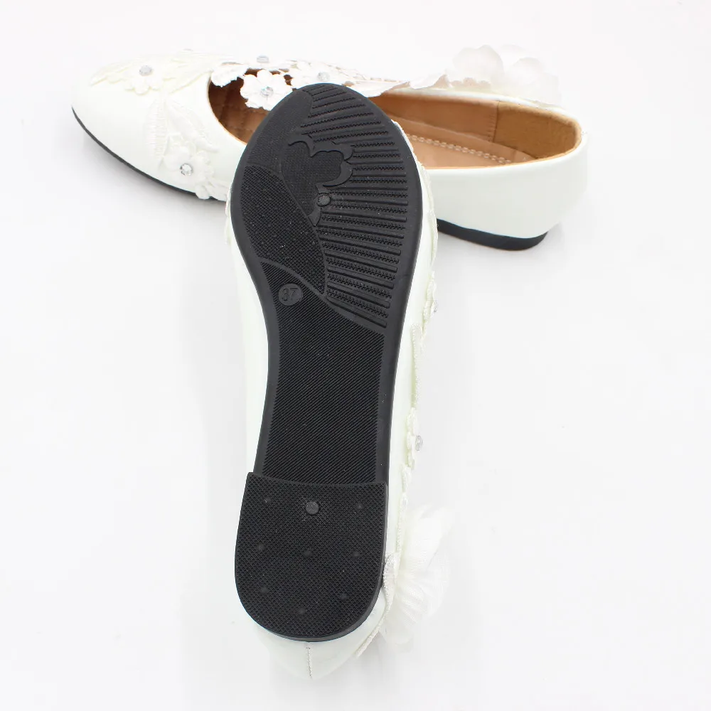 【Xingchenmao】New white flat large size wedding shoes for women bride wedding shoes lace lace shoes for women BH2117