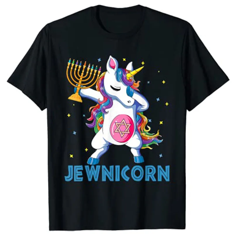 

Забавные женские рождественские пижамные футболки Jewnicorn hanukka подарок с Unicorn Girl