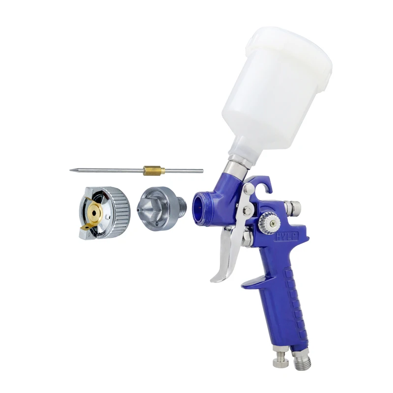 Imagem -02 - Hvlp Pistolas de Pulverização Aerógrafo de Gravidade Mini Pistola Pneumática para Pintura Aerógrafo Carro 0.8 mm 1.0 mm Bocal Copa 125cc Profissional