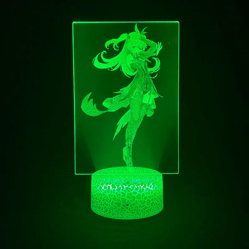 Genshin Impact Fischl 3D Night Light New Style Upward Lighting Acrylic RGB Game Figurines Ningguang LED Lamp House Decoration