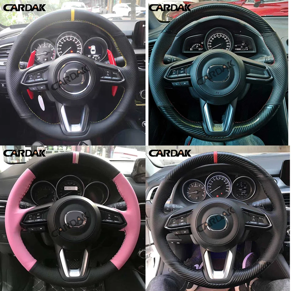CARDAK Customized Car Steering Wheel Covers For Mazda 3 Axela 2017 2018 2019 Mazda 6 Atenza 2017-2019 CX-3 2018 2019 CX-9 CX-5