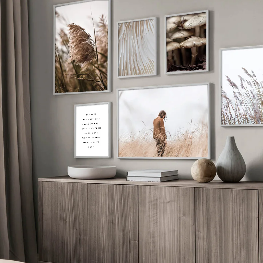 Grassland Wheat Plant Girl Abstract Quote Nordic Posters And Prints Wall Art Canvas Painting Wall